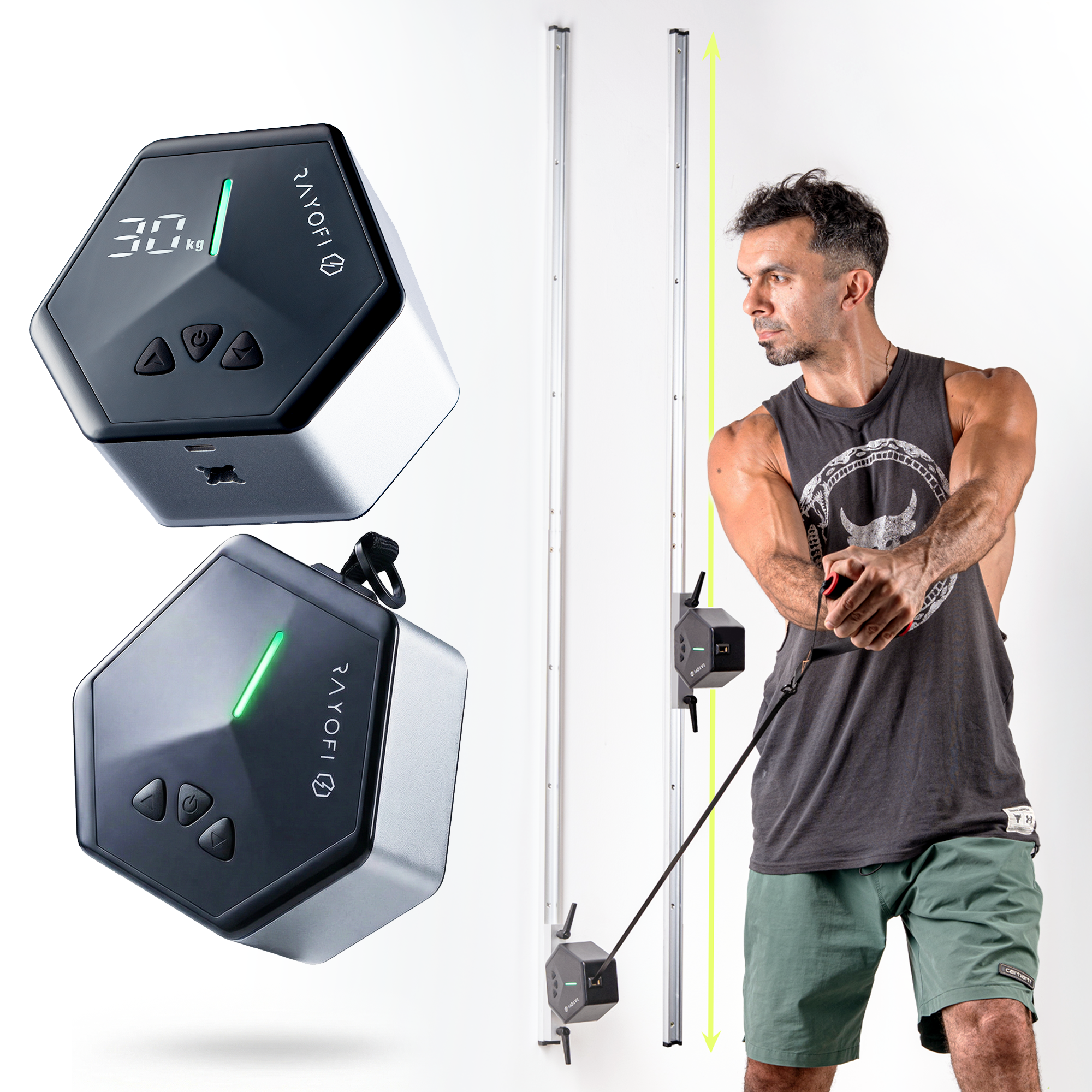 Rayofi Go-Tone™ Set de máquina de cable dual + paquete GymDock