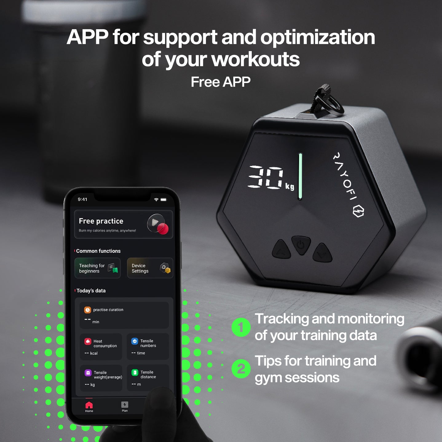 Rayofi Go-Tone™ Set de máquina de cable dual + paquete GymDock