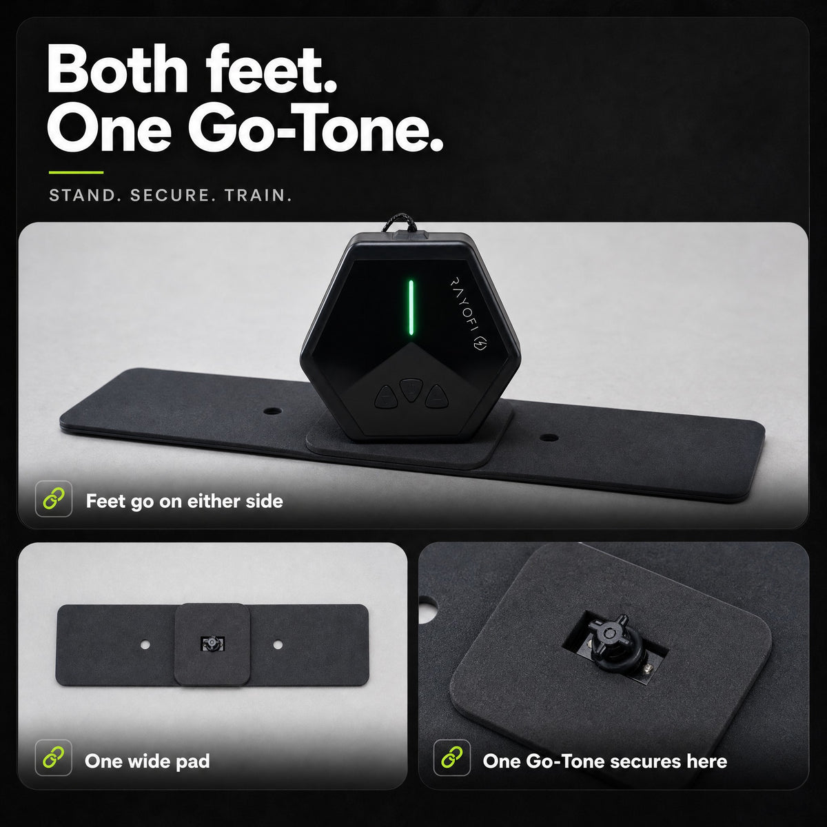 Dual Footpad with a Go-Tone secured in the middle and room for a foot on each side