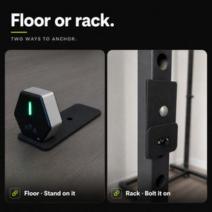 The footrest used two ways: on the floor with a Go-Tone attached, and bolted to a rack upright
