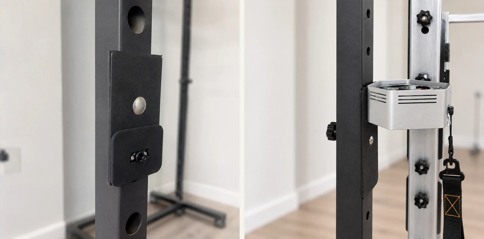 Rack attachment point shown beside Go-Tone mounted to the same type of rack upright